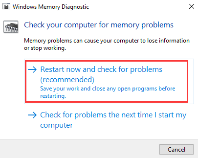 run windows memory diagnostics test